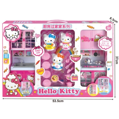 Picture of Hello Kitchen Set Toy For Children With Kitchen Staffs & 3 Hello Kitty Dolls Music & Light Available