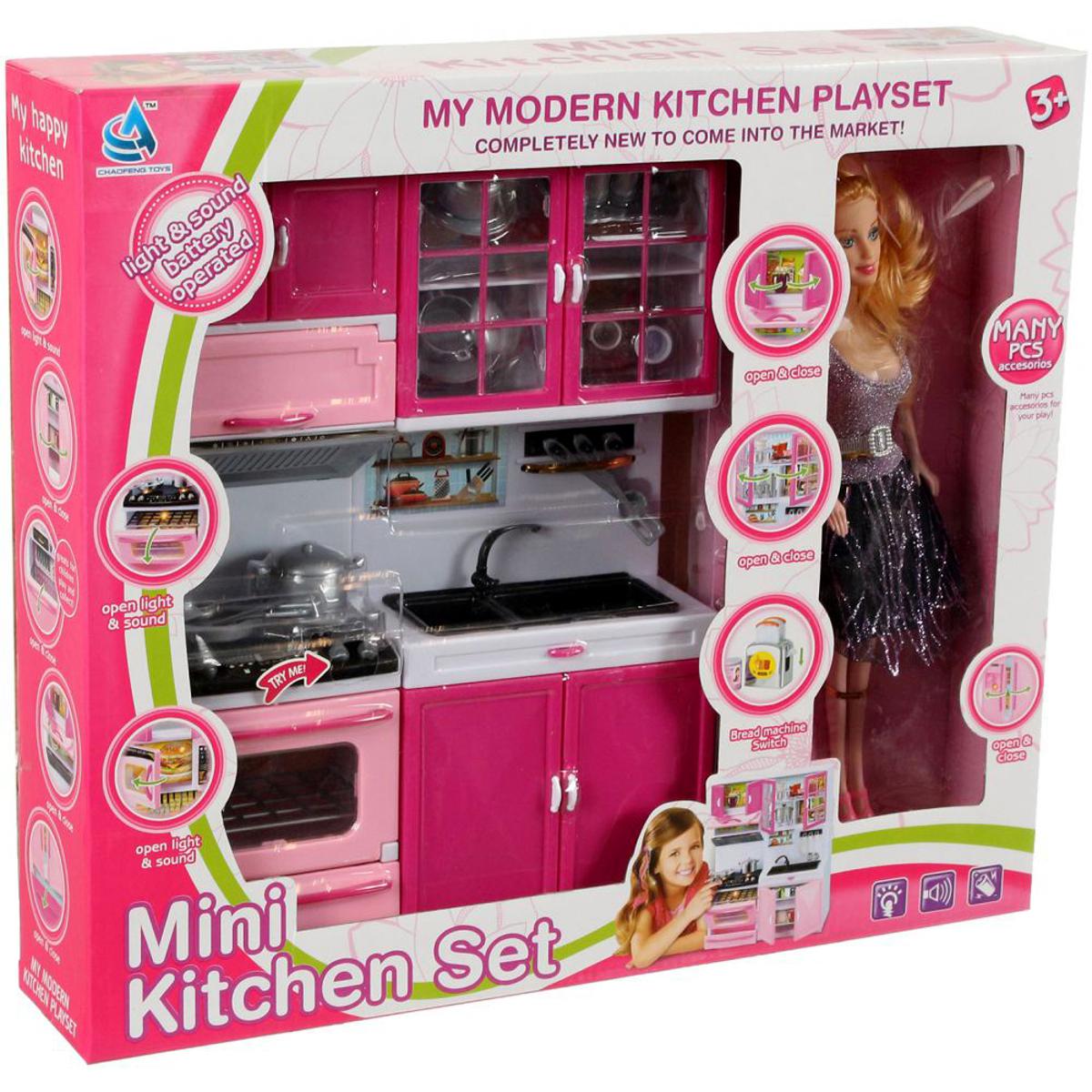 Picture of Kitchen Playset Toy Modern Kitchen Set Mini Kitchen Set Toy for Girls with Sound and Light