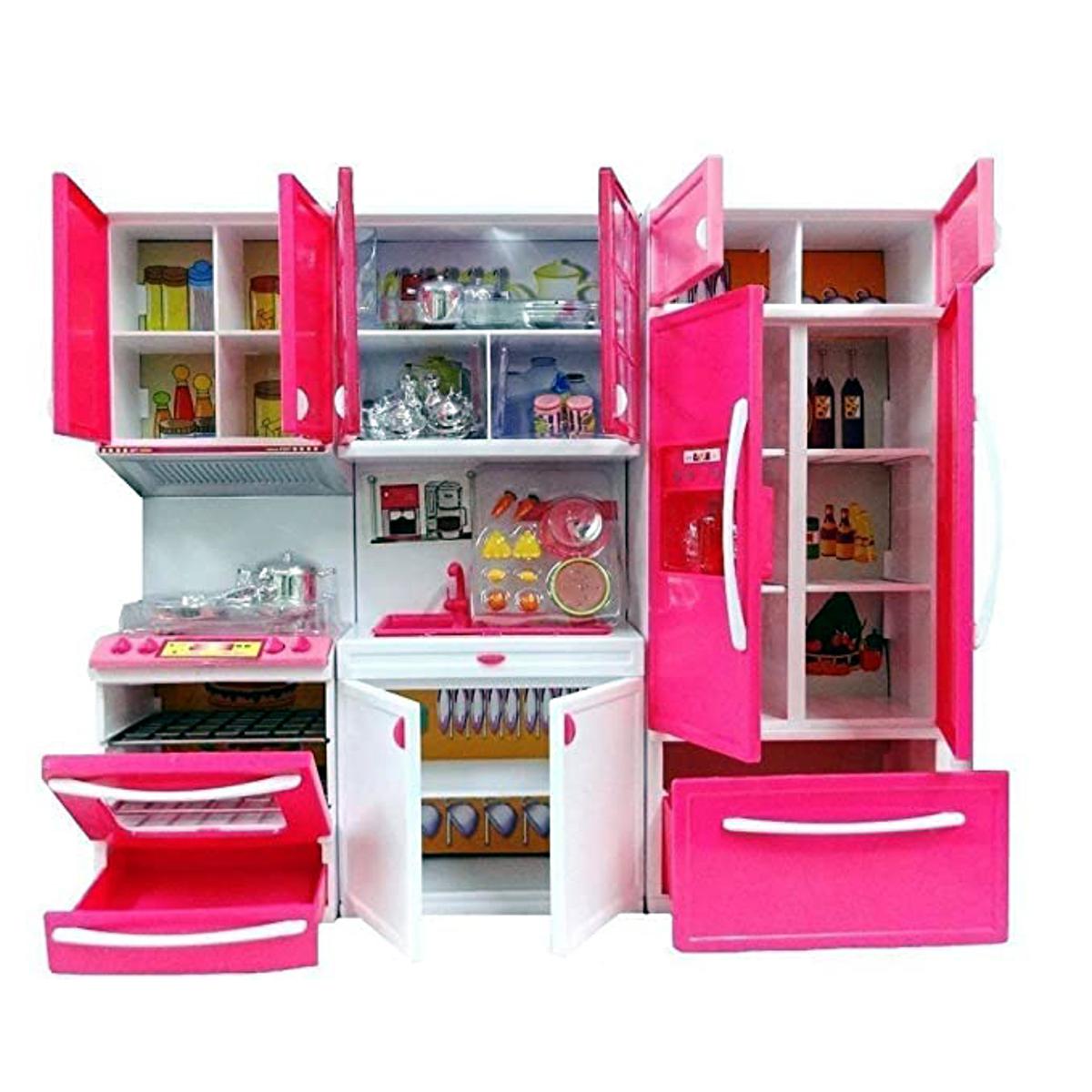 Picture of Modern Kitchen Toy Set Battery Operated Play Set with Refrigerator, Accessories, Fruits, Music and Lights, Pretend Play Toy (18X12 Inches)