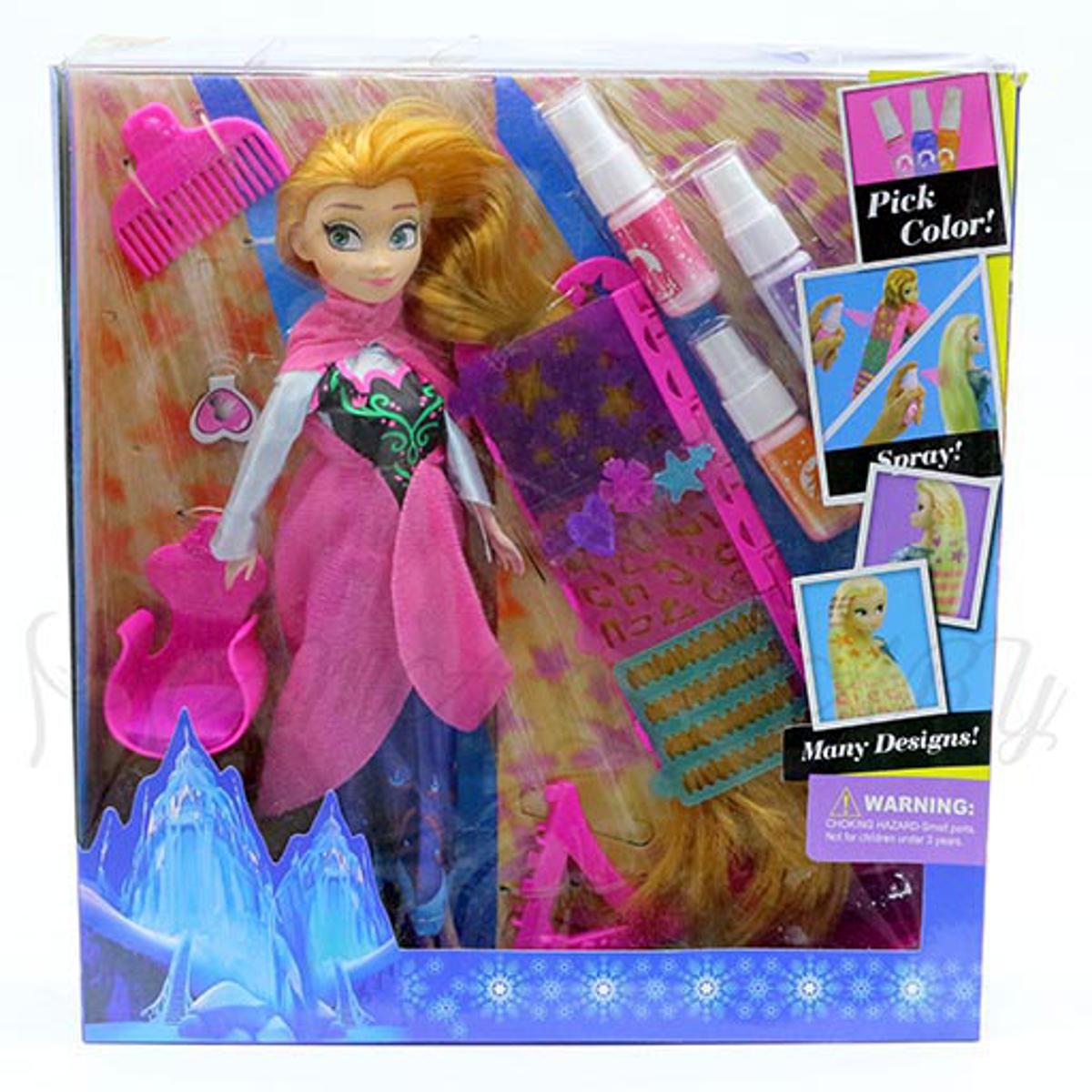 Picture of Frozen Princess Doll with Hair Color & Design Studio set with Accessories (multicolour)