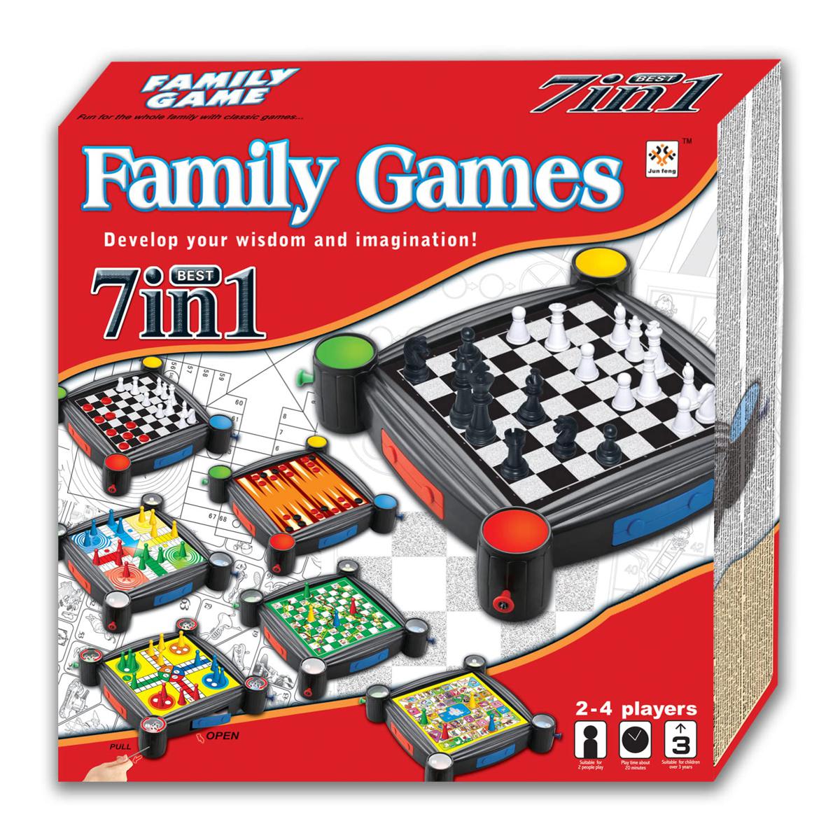 Picture of Best Family Games 7 in 1 Board Games Ludo (classic), Ludo (new version), Chess, Draughts, Backgammon, Snakes and ladders  goose