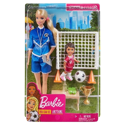 Picture of Barbie Careers Soccer Coach Playset with Blonde Hair Doll, Student Doll & Themed Accessories