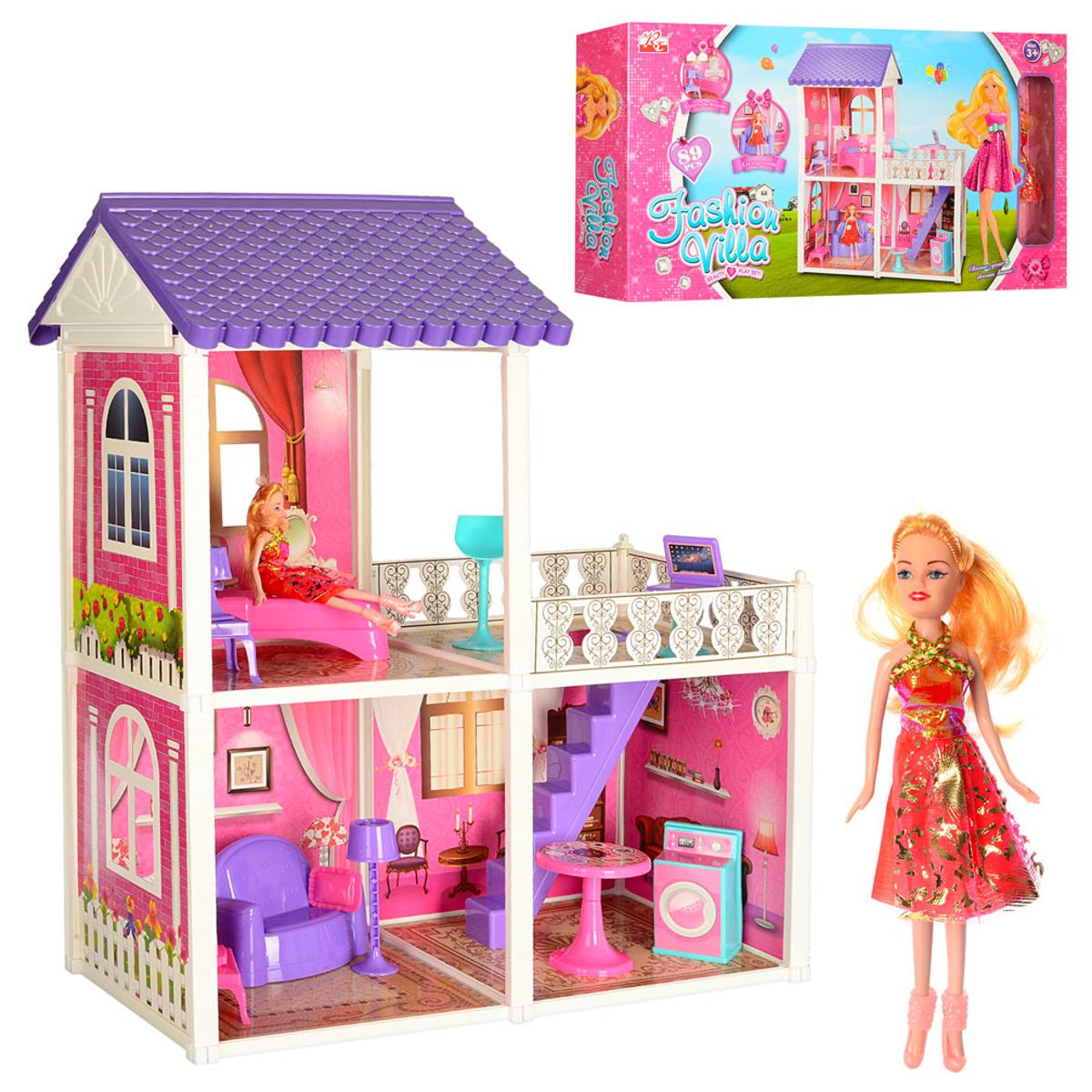 Picture of Fashion Villa Barbie Doll House with Doll & Furniture 89 Pcs Gift for Girl