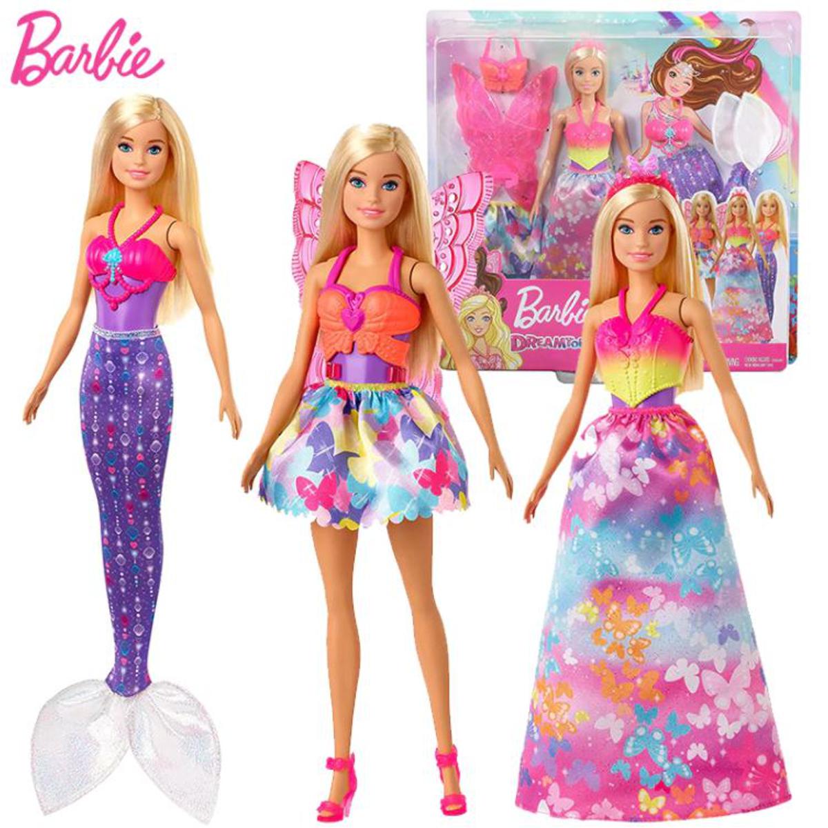 Picture of Barbie Dreamtopia Dress Up Doll Gift Set Blonde Dress Changing Doll with Princess, Fairy and Mermaid Costumes!