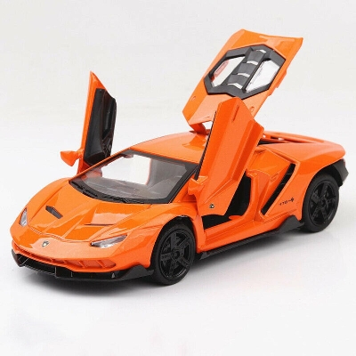 Picture of Diecast Lamborghini Lumineuse 1:32 Car Model Kids Children Toy Car Alloy Car Black Metal Car with light and sound- Red & Orange