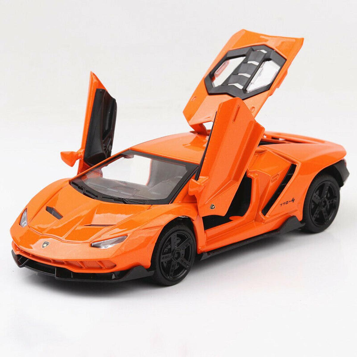 Picture of Diecast Lamborghini Lumineuse 1:32 Car Model Kids Children Toy Car Alloy Car Black Metal Car with light and sound- Red & Orange