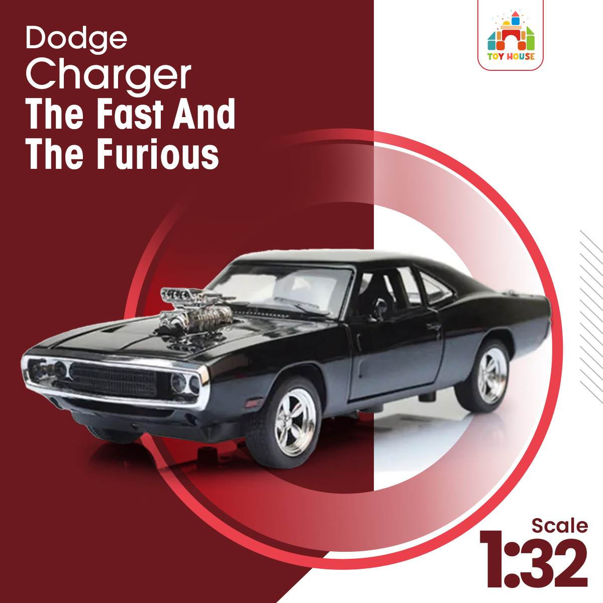 Picture of Die-cast Mini Auto 1:32 Dodge Charger Fast & Furious Alloy Car Model for Kids – Classic Metal Toy Car – Black