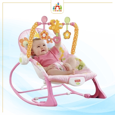 Picture of Fisher Price Infant to Toddler Baby Rocker with Musical Toy Bar & Vibrations- Pink