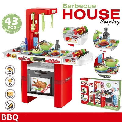 Picture of 43Pcs Barbecue Kitchen Set Simulation Pretend Play Set Bbq Tableware With Light Music Real And Water Birthday Gift For Child