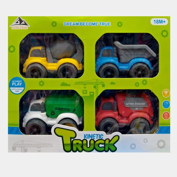 Picture of Kids Toy Friction Car Set 4 Pcs Push Car For Baby Construction Truck Car Set Large Size Car