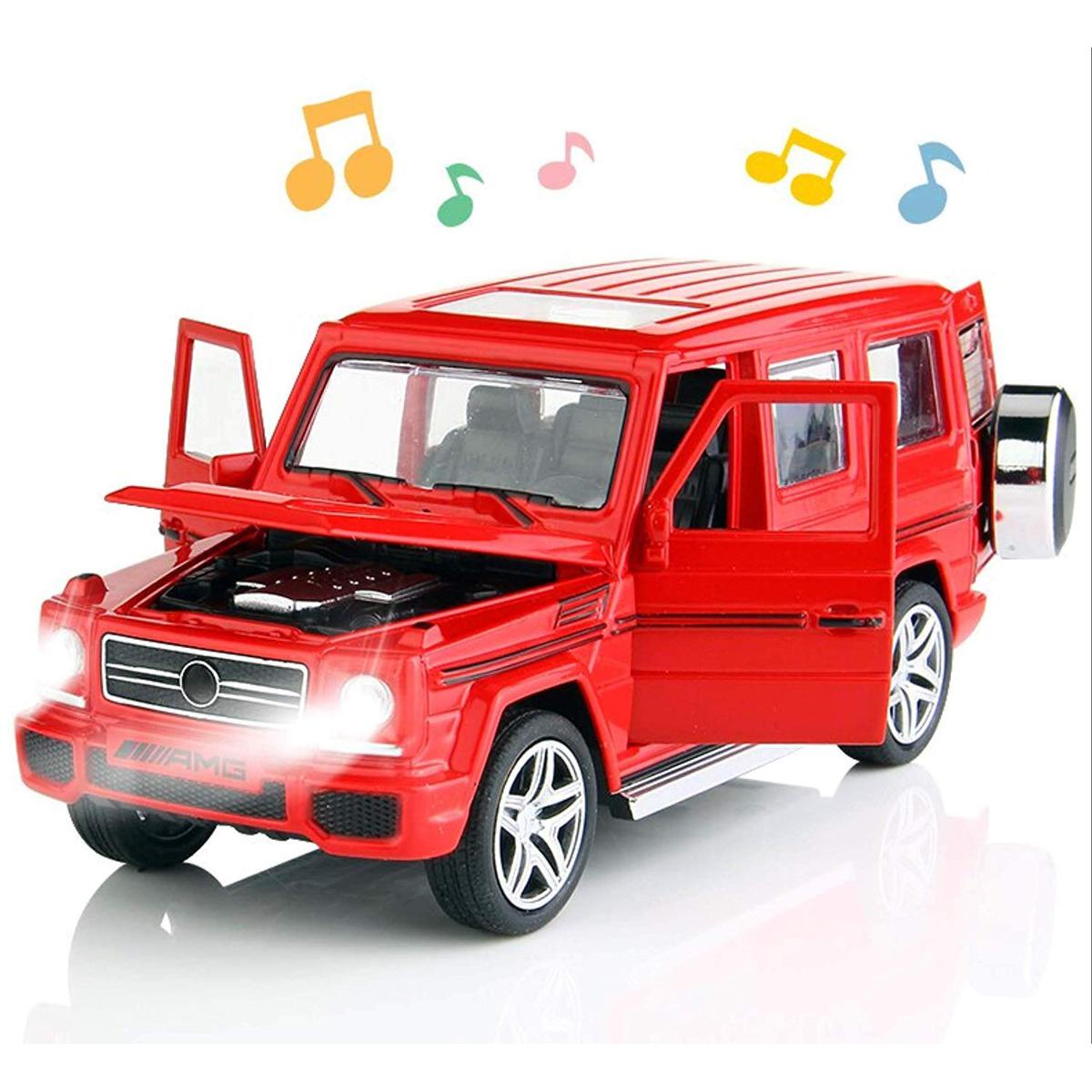 Picture of Diecast Metal Car 1: 32 Scale Mercedes  Benz AMG G 55 63 Pull Back Alloy Car With Light And Sound Auto Model-Red