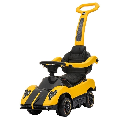 Picture of Kids Ride On Licensed Pagani Zonda Push Car With Pull Handle - Yellow