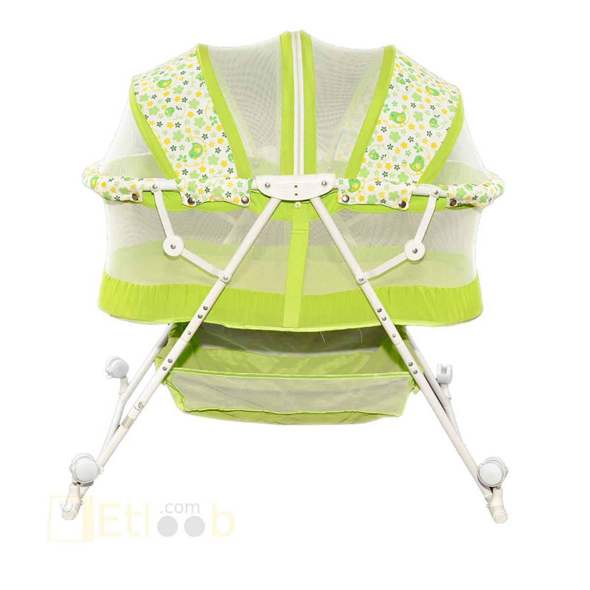 Picture of Babies folding  Cribs with 4 wheels, with a bottom basket and mosquito nets also Customized to Rocking Bed- Blue