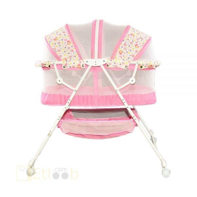 Picture of Customized Rocking Bassinet with 4 Wheels, Lower Lace, and Mosquito Net for Infants