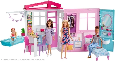 Picture of Original Mattel Barbie House Fully Furnished Kitchen, Bedroom, Bathroom, Pools With Doll