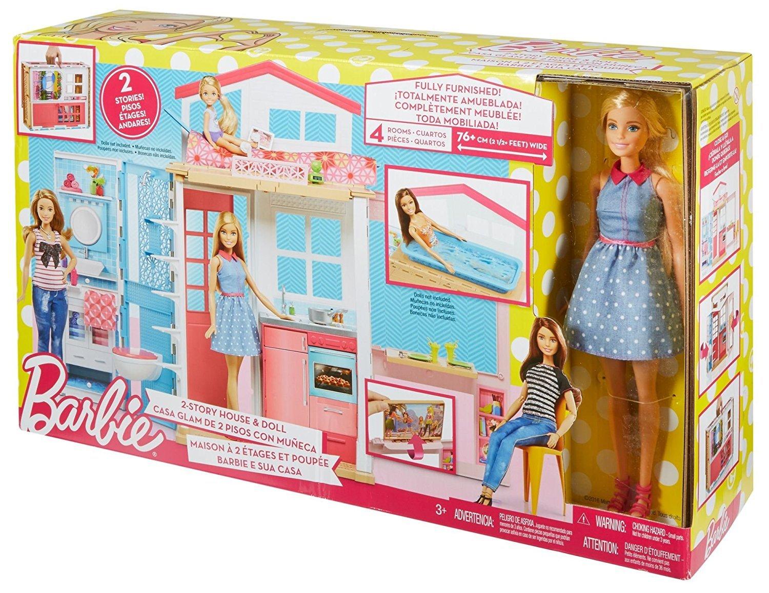 Picture of Original Mattel Barbie House Fully Furnished Kitchen, Bedroom, Bathroom, Pools With Doll