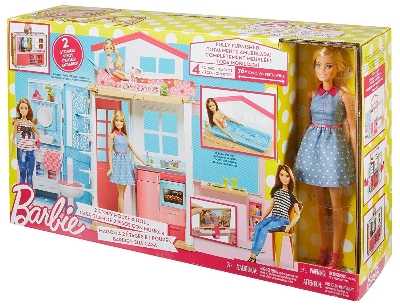 Picture of Original Mattel Barbie House Fully Furnished Kitchen, Bedroom, Bathroom, Pools With Doll