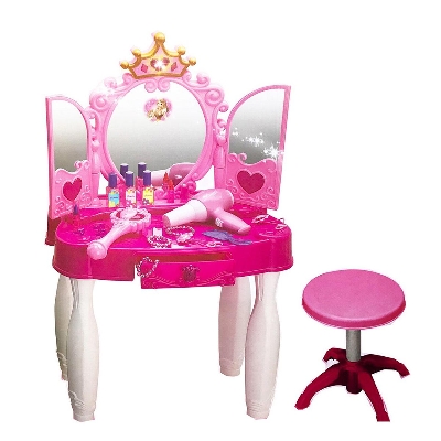 Picture of Little Princess Mirror Dressing Table Up With Music Sound And Light Glamour Beauty Makeup Pretend Role Play Set Toy For Kids