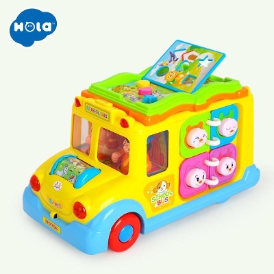 Picture of Hola Children Electric School Bus Music Car Including 8 Games and Animal Calls Early Educational Toys