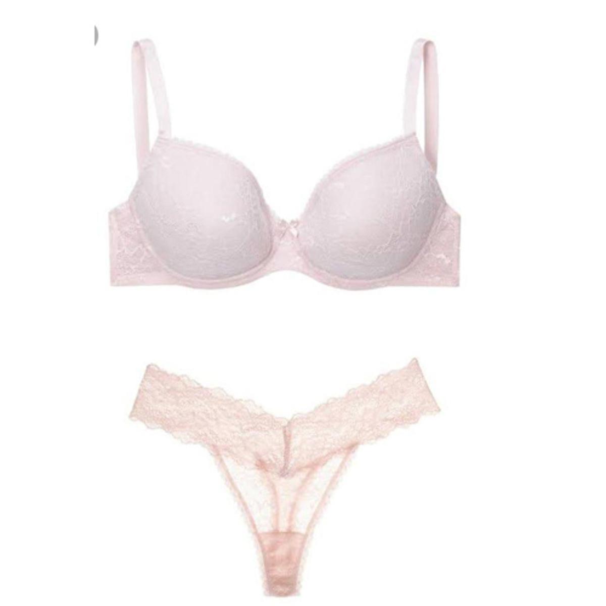 Picture of fashionable light pink Comfort foam Bra Panty Set for Women