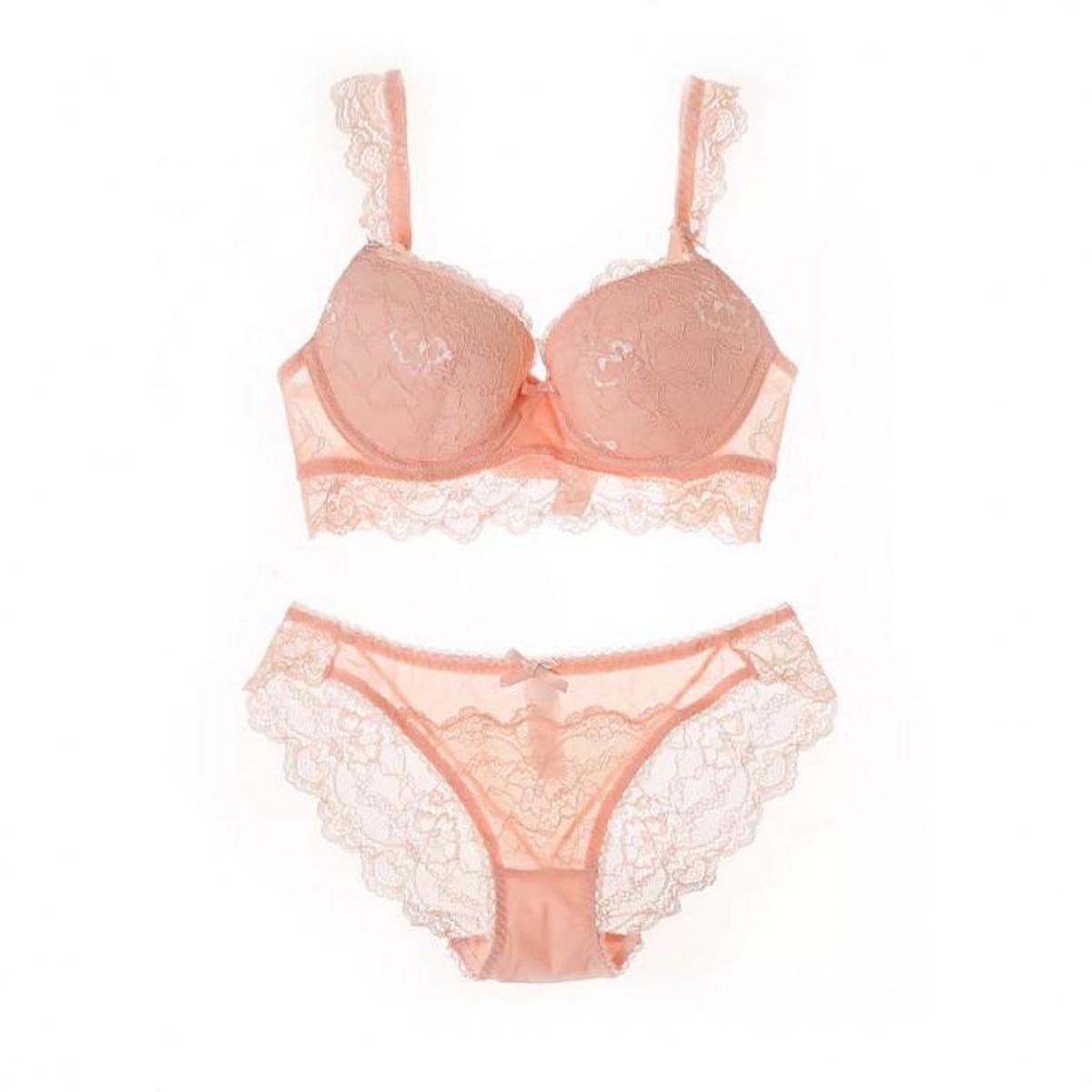 Picture of Comfortable Off White net foam Bra and Panty Set For Women