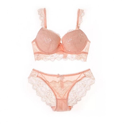 Picture of Comfortable Off White net foam Bra and Panty Set For Women