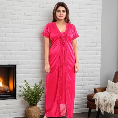 Picture of Lycra Platinum Lace Night Dress, Indian Style, M-XL, Sexy Sleepwear for Women