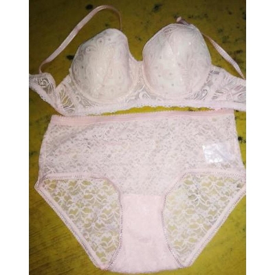 Picture of Comfortable Pink net foam Bra and Panty Set For Women