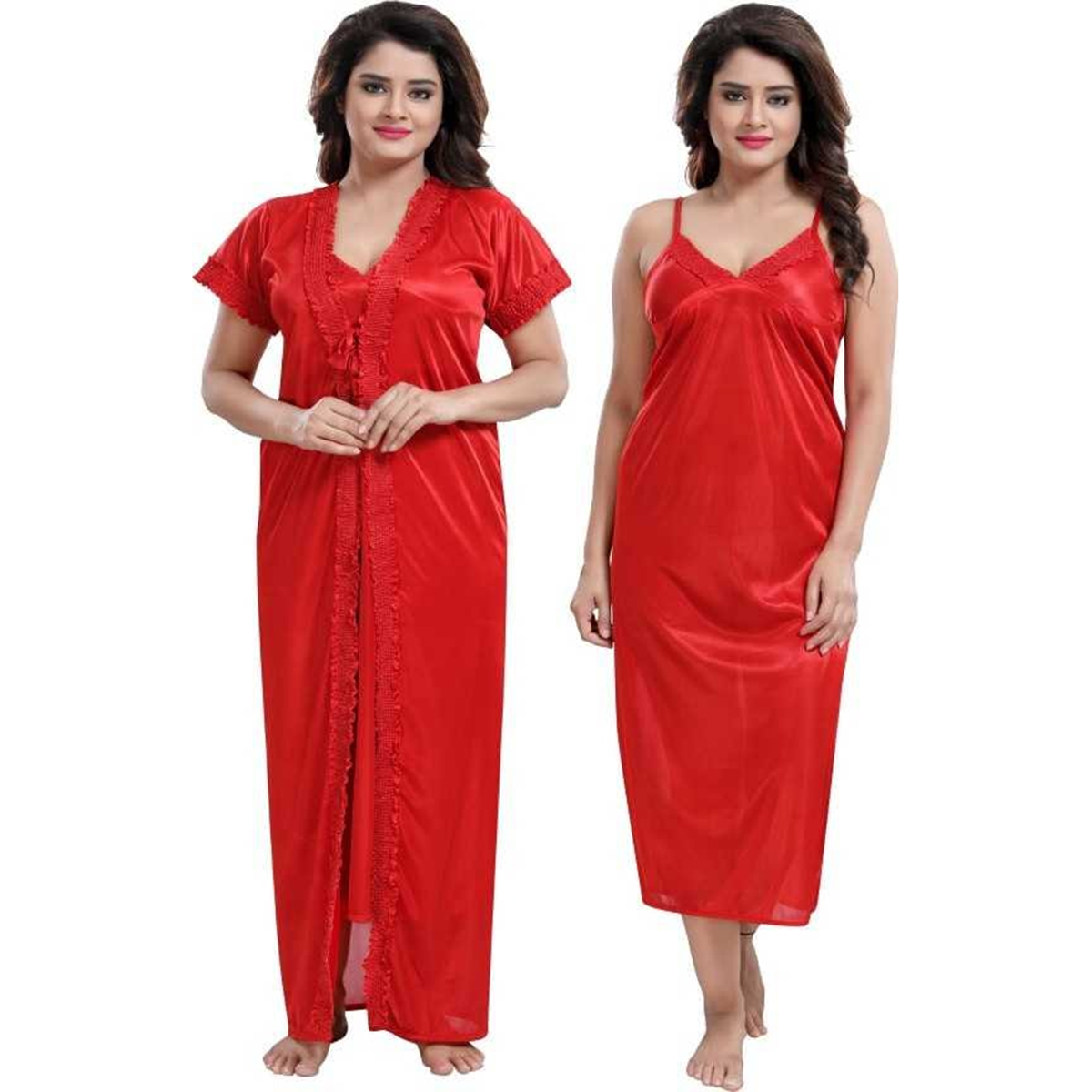 Picture of Silk Three Part Nighty - Luxury Night Dress for Women - Comfortable Wear - Unwind in Style with This All-Season Comfort Wear