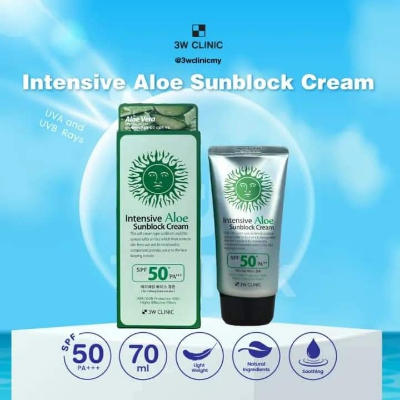 Picture of 3W Clinic Intensive Aloe Sunblock Cream SPF 50+ PA+++ -70ml