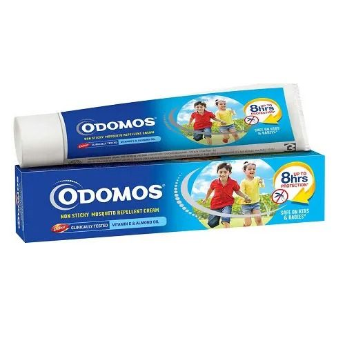 Picture of Odomos Blue 50gm Naturals Mosquito Repellent Non-Sticky Cream with Vitamin E & Almond Oil (Made in India)