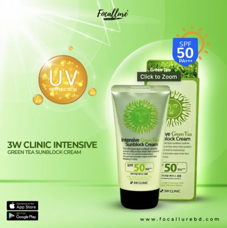 Picture of 3W Clinic Intensive Green Tea Sunblock Cream SPF 50+PA+++ 70ml