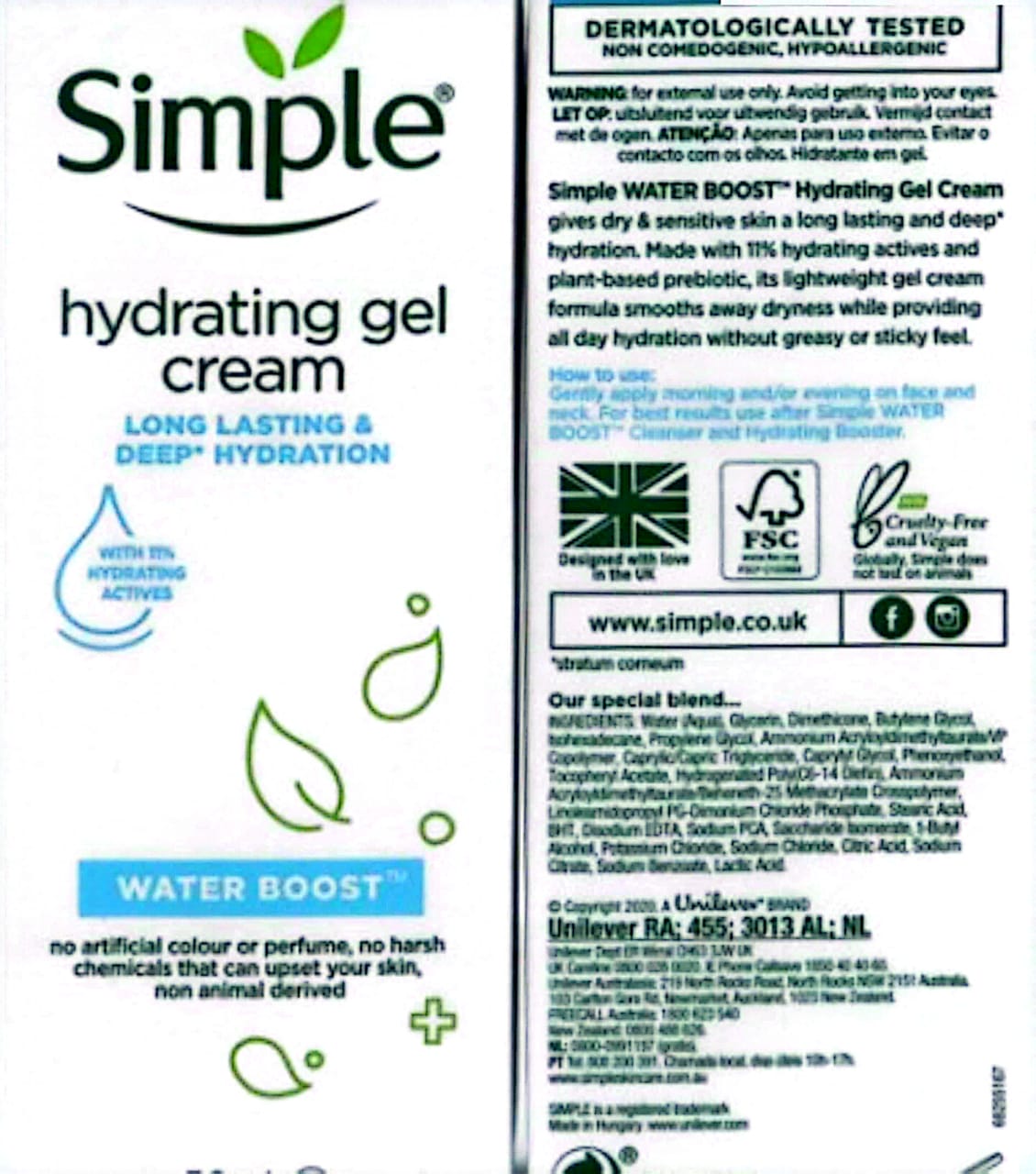 Picture of Simple Water Boost Hydrating Gel Cream - 50 ml