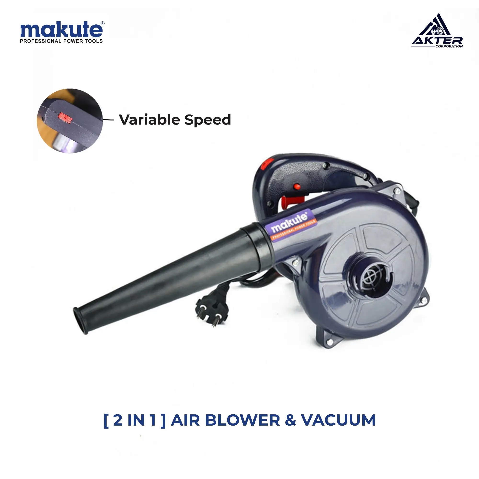 Picture of Air Blower & Vacuum [ 2 In 1 ] With Regulator Type Speed Control System 600W Dust Cleaning Machine ( MAKUTE PB006 )