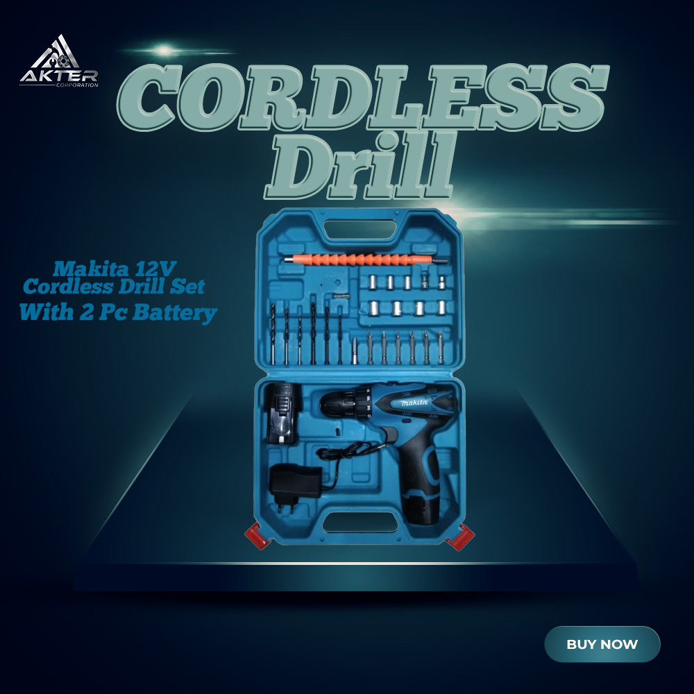 Picture of Makita Cordless Drill Machine Set - 25pcs With 12V Double Battery