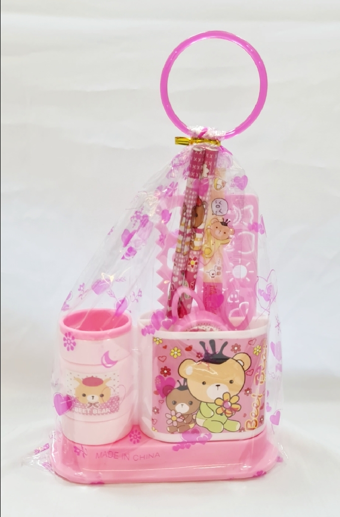 Picture of 7 in 1 communication pen stand with stationary set baby gift set