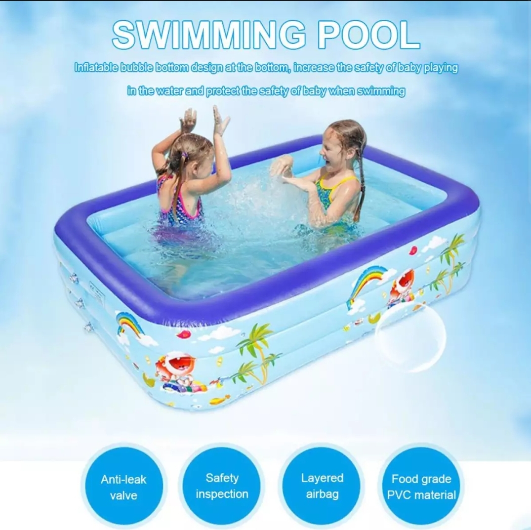 Picture of Kids Baby Children lInflatable Swimming Pool Bath Tub Portable Outdoor Summer Water Fun Play Toy 120cm