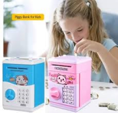 Picture of Portable ATM Password Protected Automatic Door Money &Coin Deposit Box, BANK Toy For Kids With Light & Music