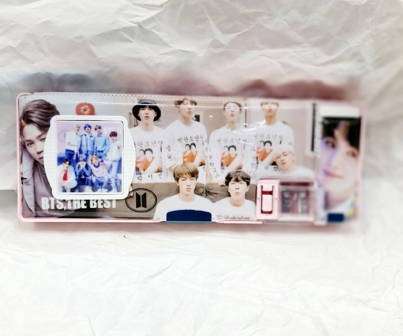 Picture of BTS Pencil Bag box Pencil Case boy and girl BTS Pencil case pencil box Double Sided Pencil Box withTwo Sharpener for bts fans kpop lovers 22X8x4cm