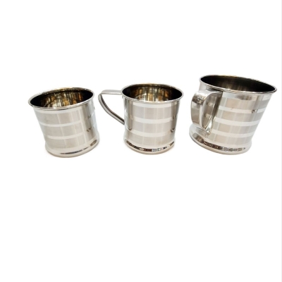 Picture of 3Pcs Drinking Mug -friendly Handle Design Stainless Steel Water Tea Storage Non Magnetic Pure Stainless Steel Glass/mugs