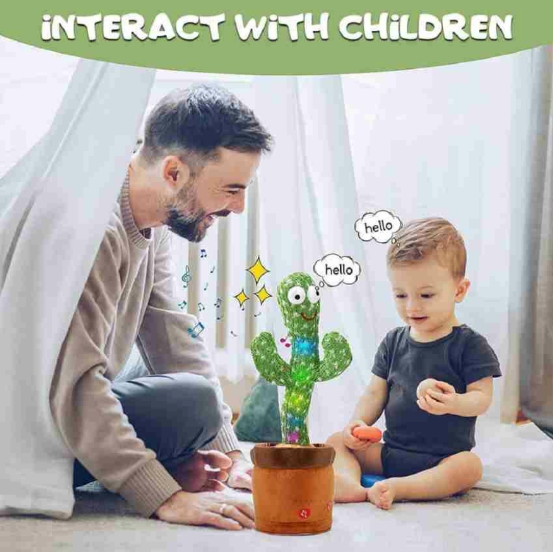 Picture of Dancing Cactus Toy Electric Cactus Sing Repeat Singing Rechargeable Talking Cactus Mimicking Toy For Plush Toys 120 SONGS