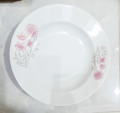 Picture of New model 6 Pcs Ceramic Flower Print Dinner PlateSet 9"Inch, Deep Rice Dinner Plate,White Color printed Microwave oven