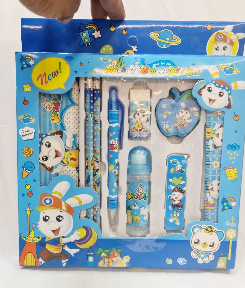 Picture of Stationary Set give set pencil set 9pc - Blue/Pink Back To School Gift Set For Kids - aney question give set