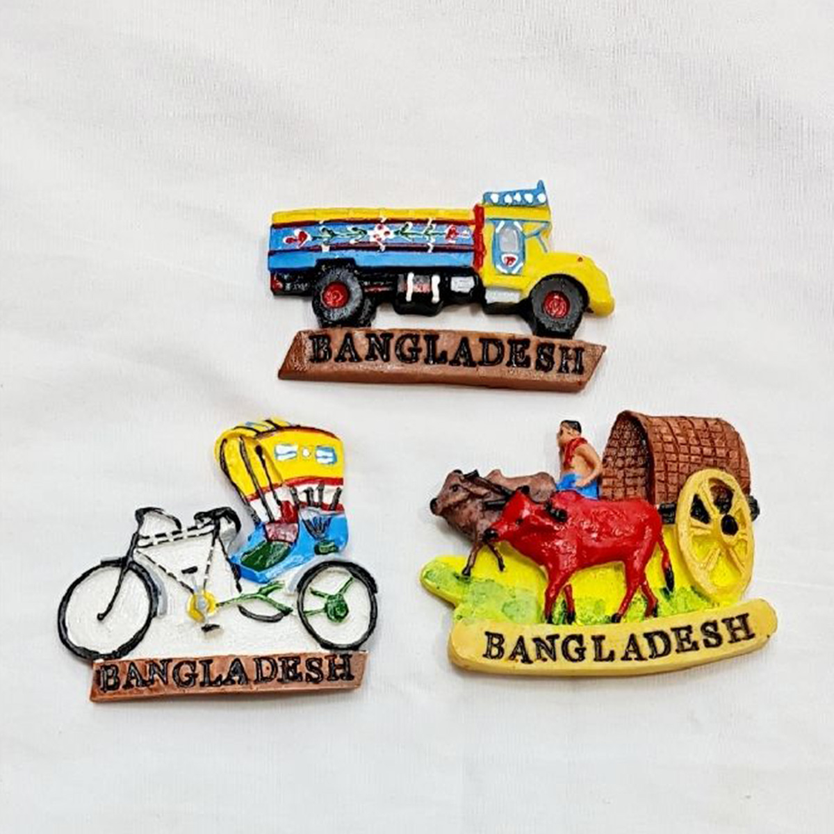 Picture of Bangladeshi Monogram Fridge Magnet Decorative Rickshaw Truck Bullock Cart Showpiece