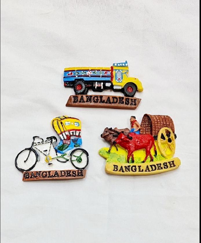 Picture of Bangladeshi Monogram Fridge Magnet Decorative Rickshaw Truck Bullock Cart Showpiece
