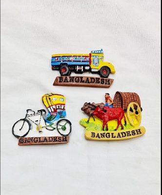 Picture of Bangladeshi Monogram Fridge Magnet Decorative Rickshaw Truck Bullock Cart Showpiece