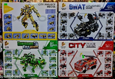 Picture of Lego Blocks Set of Police SWAT Firefighter Construction Cranel and Dinosaur Era Robot Mega City Building Brain Development Game for Kids