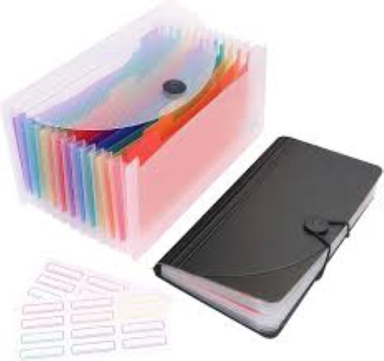 Picture of New model transparent file bag  LQ Industrial Mini Document File A6 Rainbow Expanding File Folder 13 Pocket File Organizer for Storage Invoice, Receipt Information, Cards, Coupon