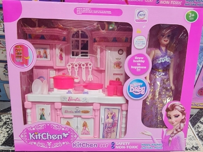 Picture of Hapi Baby Household Kitchen Play Set for Girls With a Beautiful Pink Doll With Light And Music