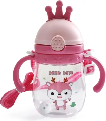 Picture of Alled Baby Drinking Cup, Sippy Cup Children from 6 Months Leak-proof Drinking Cup, Weighted Straw Drinking Cup Toddler with Handles Lanyard 300 ml